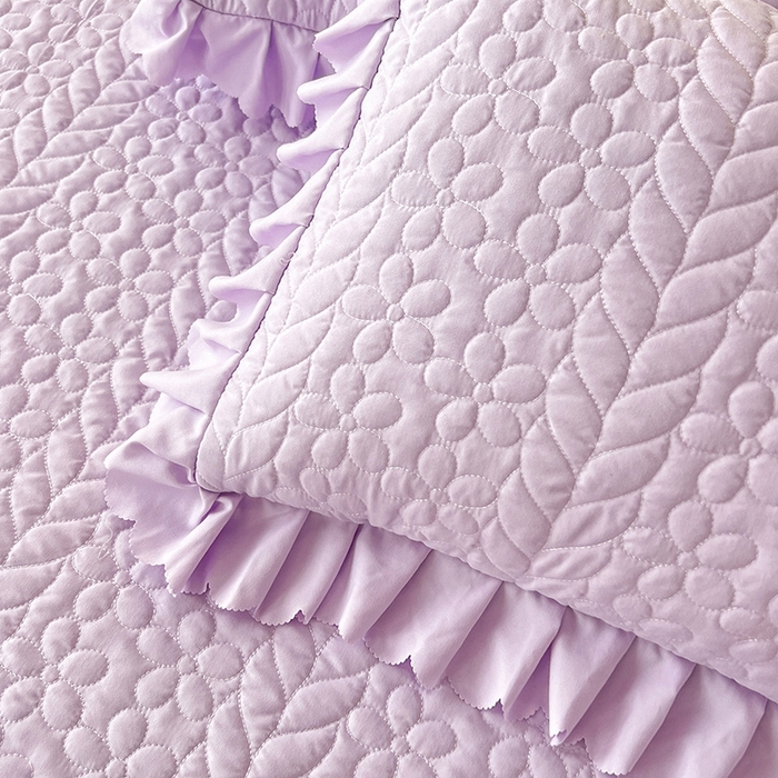 91家纺网 家纺一手货源 找家纺 唐人居 2025新款韩式花边蝴蝶结床盖四件套-优雅恋人 优雅恋人-浅紫