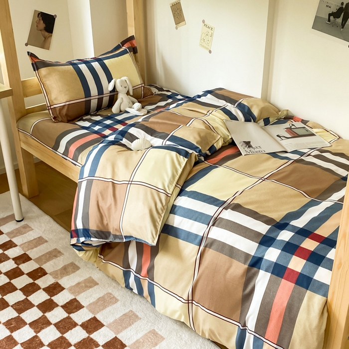 91家纺网 家纺一手货源 找家纺 雅蔓依 2025新款亲肤芦荟棉宿舍上下铺单人床学生三件套六件套 米兰格调