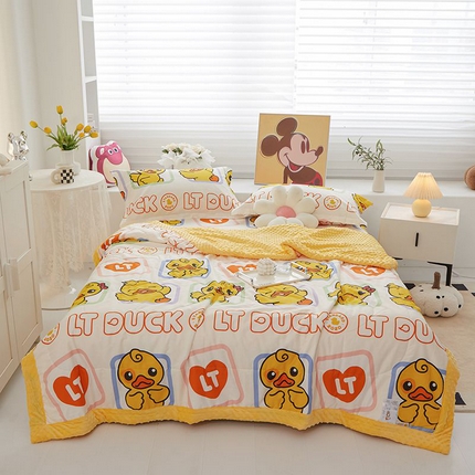 一米阳光 2024新款卡通春夏棉加豆豆被 小黄鸭棉加豆豆被