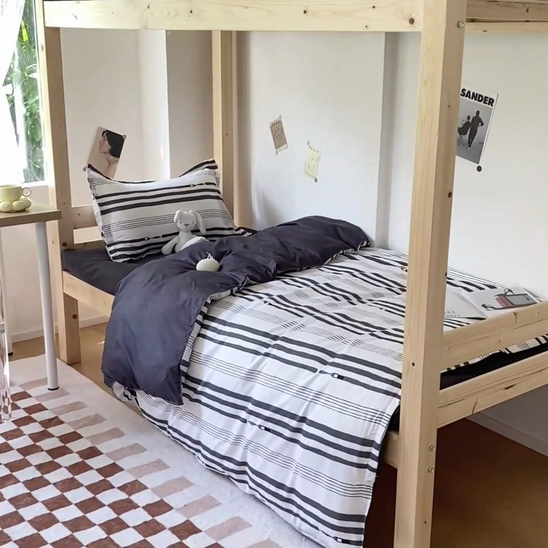 91家纺网 家纺一手货源 找家纺 雅蔓依 2025新款亲肤芦荟棉宿舍上下铺单人床学生三件套六件套 罗拉