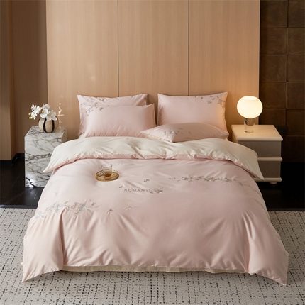 91家纺网 家纺一手货源 找家纺 （总）鼎飞家纺 2024新款新疆长绒棉绣花四件套-晚芙