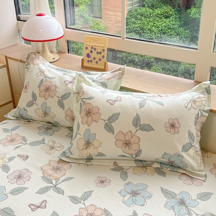 91家纺网 家纺一手货源 找家纺 （总）菲梵家纺 2025新款喷气小清新全棉印花单品枕套 