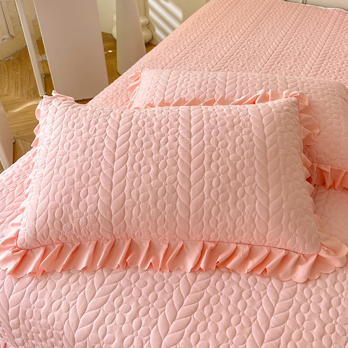 91家纺网 家纺一手货源 找家纺 唐人居 2025新款韩式花边蝴蝶结床盖四件套-优雅恋人 优雅恋人-浅粉