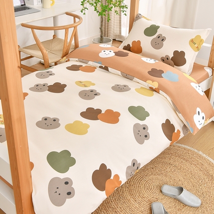 91家纺网 家纺一手货源 找家纺 （总）乐旗家纺 2025新款全棉床笠款学生上下铺宿舍三件套六件套