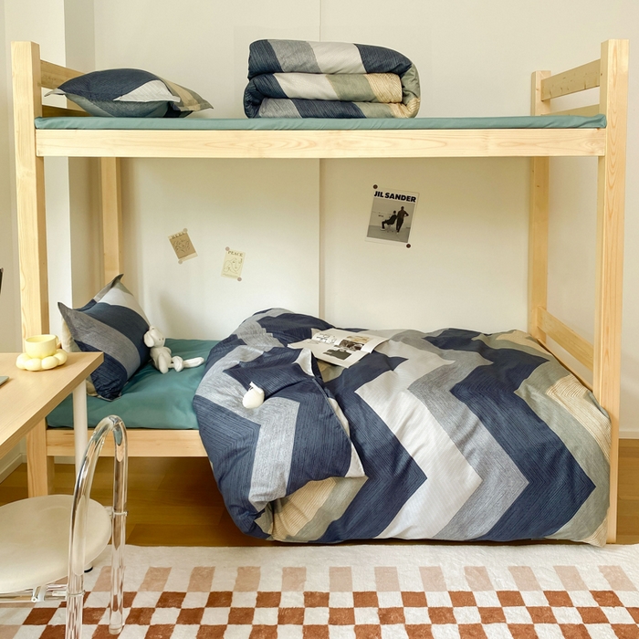 91家纺网 家纺一手货源 找家纺 雅蔓依 2025新款亲肤芦荟棉宿舍上下铺单人床学生三件套六件套 巴尔曼