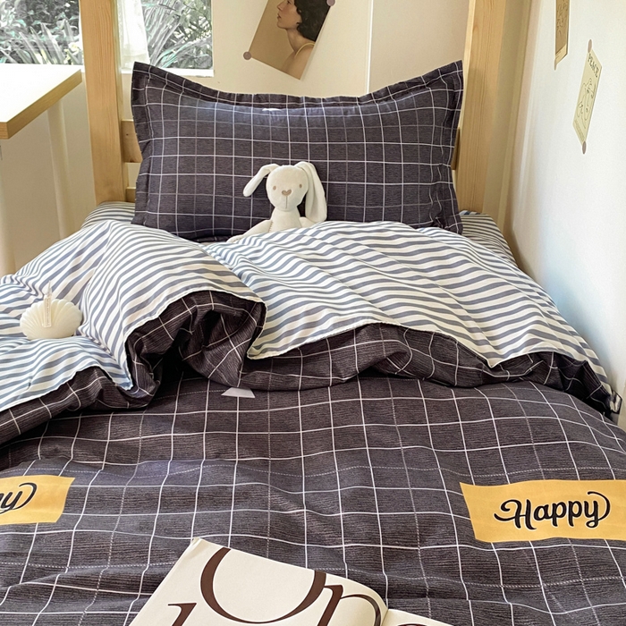 91家纺网 家纺一手货源 找家纺 雅蔓依 2025新款亲肤芦荟棉宿舍上下铺单人床学生三件套六件套 格调灰