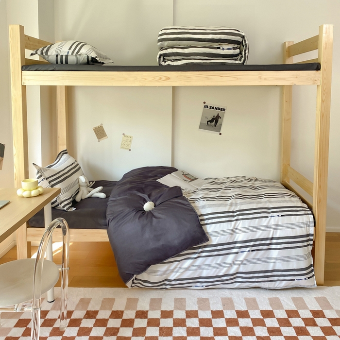 91家纺网 家纺一手货源 找家纺 雅蔓依 2025新款亲肤芦荟棉宿舍上下铺单人床学生三件套六件套 罗拉