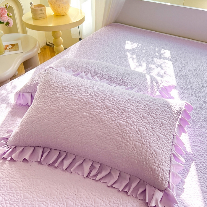 91家纺网 家纺一手货源 找家纺 唐人居 2025新款韩式花边蝴蝶结床盖四件套-浪漫满屋 浪漫满屋-浅紫