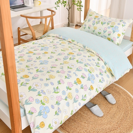 91家纺网 家纺一手货源 找家纺 （总）乐旗家纺 2025新款全棉床笠款学生上下铺宿舍三件套六件套