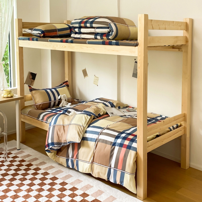 91家纺网 家纺一手货源 找家纺 雅蔓依 2025新款亲肤芦荟棉宿舍上下铺单人床学生三件套六件套 米兰格调