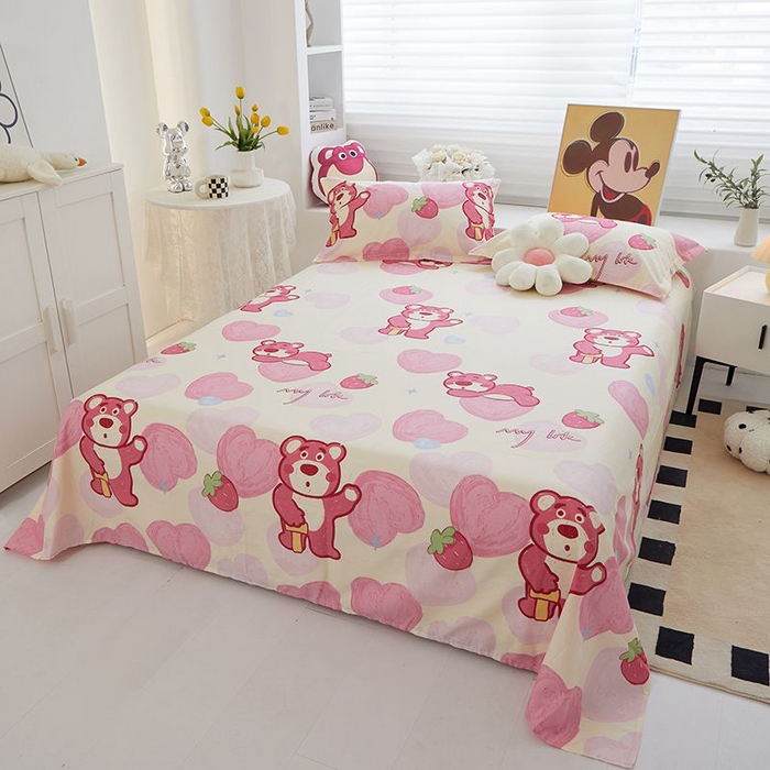 91家纺网 家纺一手货源 找家纺 一米阳光 2024新款卡通春夏棉加豆豆被 爱心草莓熊棉加豆豆被