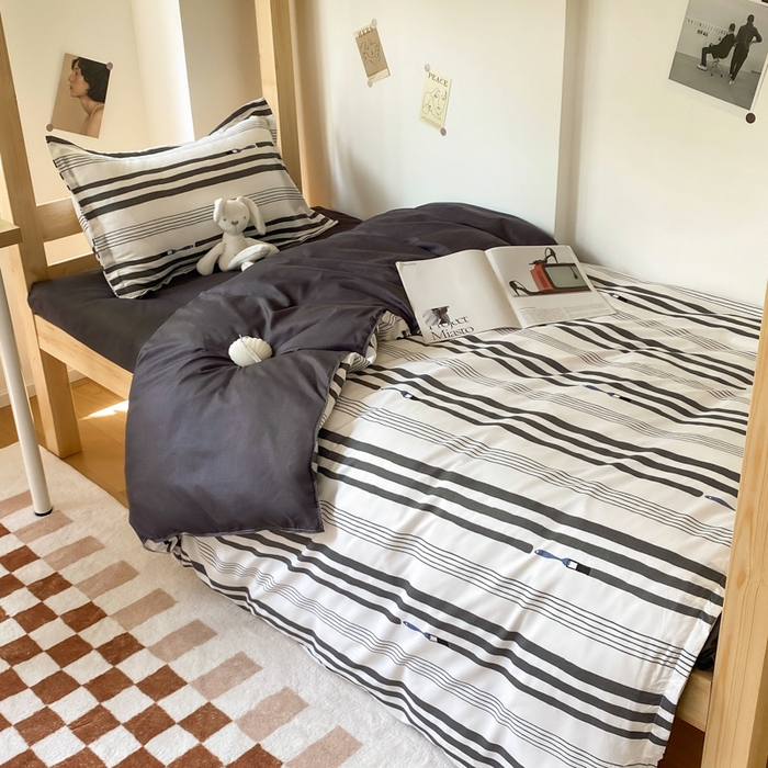 91家纺网 家纺一手货源 找家纺 雅蔓依 2025新款亲肤芦荟棉宿舍上下铺单人床学生三件套六件套 罗拉