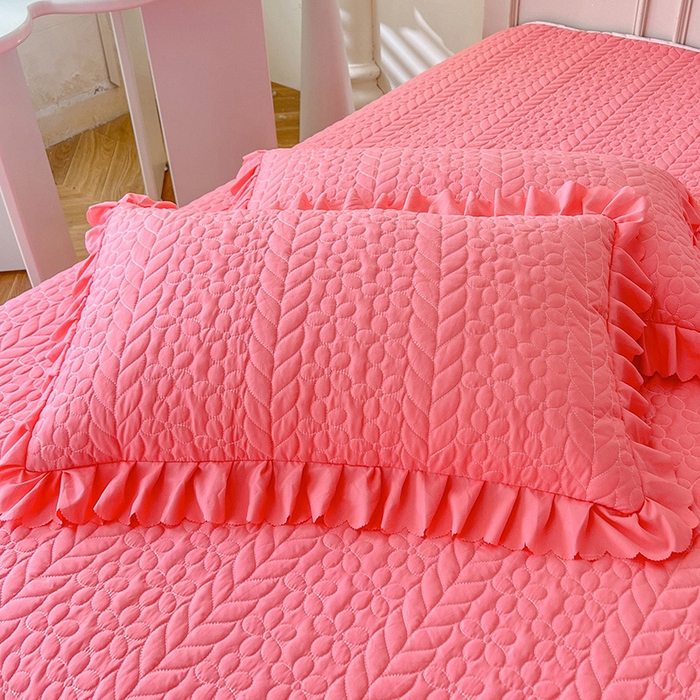 91家纺网 家纺一手货源 找家纺 唐人居 2025新款韩式花边蝴蝶结床盖四件套-优雅恋人 优雅恋人-红玉