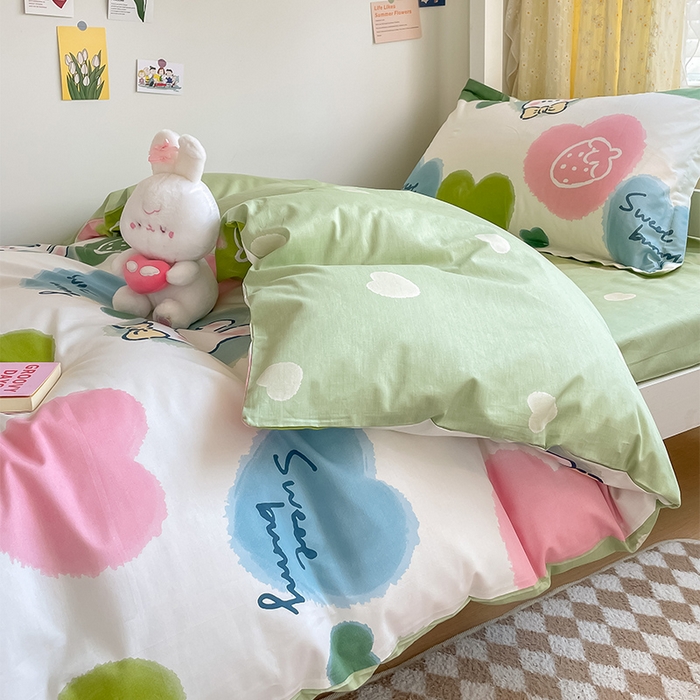 91家纺网 家纺一手货源 找家纺 金鑫汇家纺 2024新款全棉宿舍印花三件套第一批 心心念念