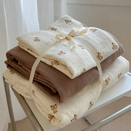 91家纺网 家纺一手货源 找家纺 （总）萝莉家纺 2025新款全棉双层皱皱纱四件套（第三批）