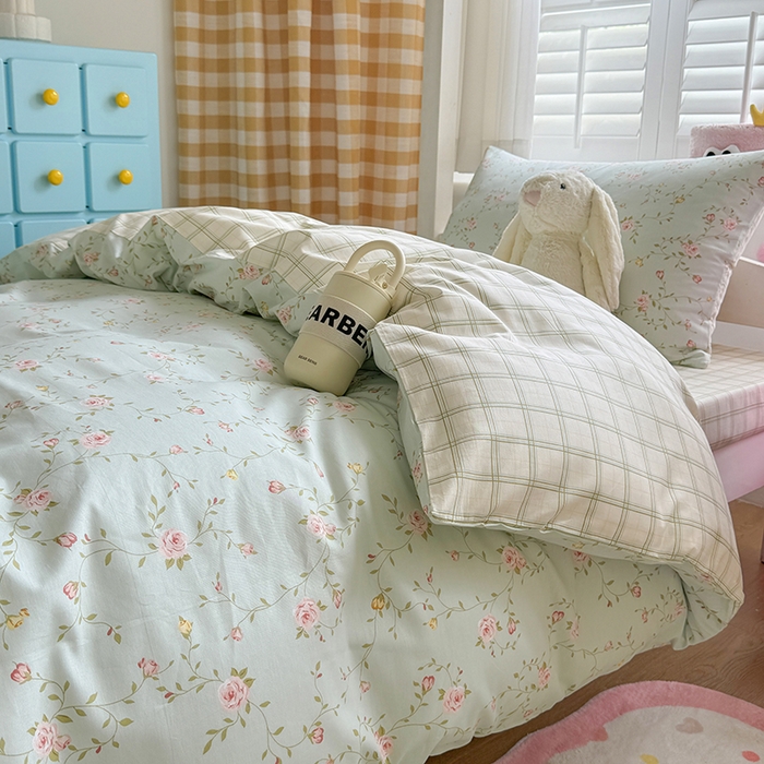 91家纺网 家纺一手货源 找家纺 富瑞阁2024新款13070学生宿舍全棉三件套 蓝调