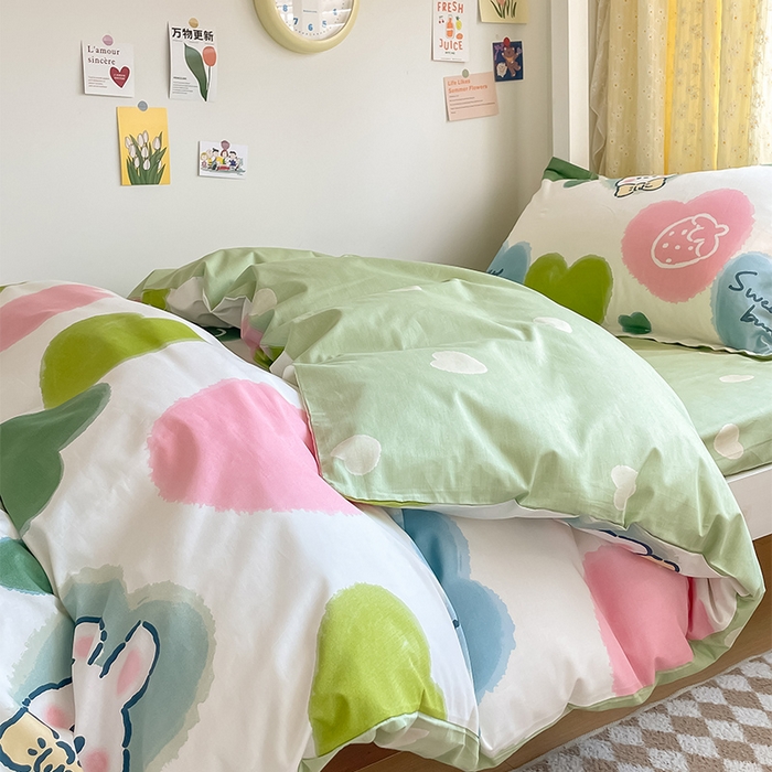 91家纺网 家纺一手货源 找家纺 金鑫汇家纺 2024新款全棉宿舍印花三件套第一批 心心念念