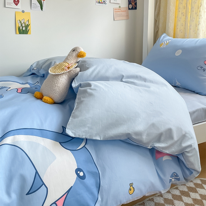 91家纺网 家纺一手货源 找家纺 金鑫汇家纺 2024新款全棉宿舍印花三件套第二批 海洋三件套