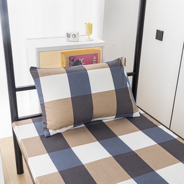 91家纺网 家纺一手货源 找家纺 楠沐家纺 2025新款大学生床垫套可拆洗学生宿舍亲肤床垫套 蓝大格