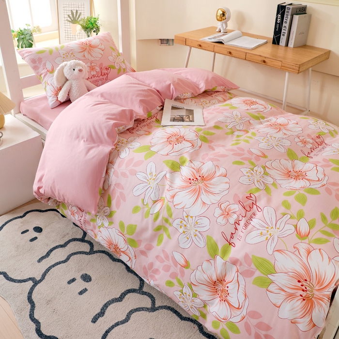 91家纺网 家纺一手货源 找家纺 金鑫汇家纺 2024新款全棉宿舍印花三件套第二批 繁花之恋