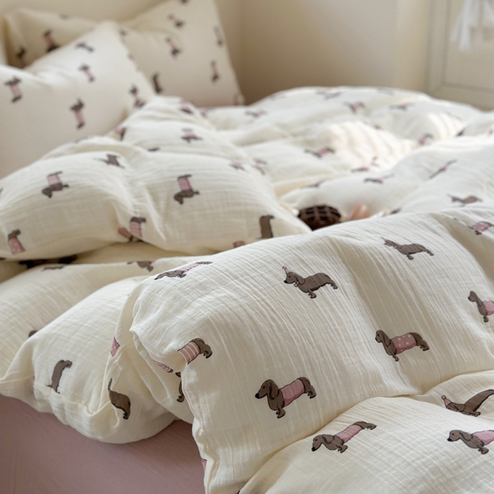 91家纺网 家纺一手货源 找家纺 （总）萝莉家纺 2025新款全棉双层皱皱纱四件套（第三批）