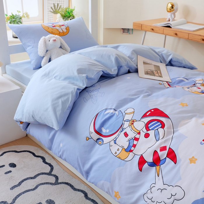 91家纺网 家纺一手货源 找家纺 金鑫汇家纺 2024新款全棉宿舍印花三件套第二批 冲上云霄