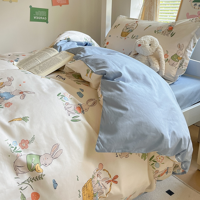 91家纺网 家纺一手货源 找家纺 金鑫汇家纺 2024新款全棉宿舍印花三件套第一批 收获满满-蓝