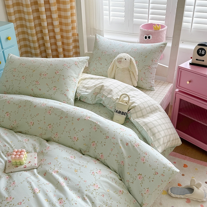 91家纺网 家纺一手货源 找家纺 富瑞阁2024新款13070学生宿舍全棉三件套 蓝调