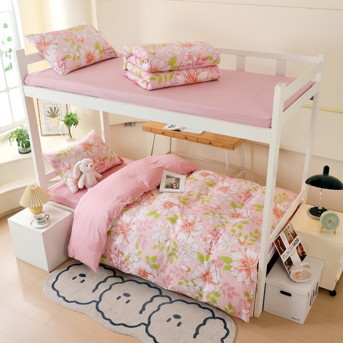 91家纺网 家纺一手货源 找家纺 金鑫汇家纺 2024新款全棉宿舍印花三件套第二批 繁花之恋