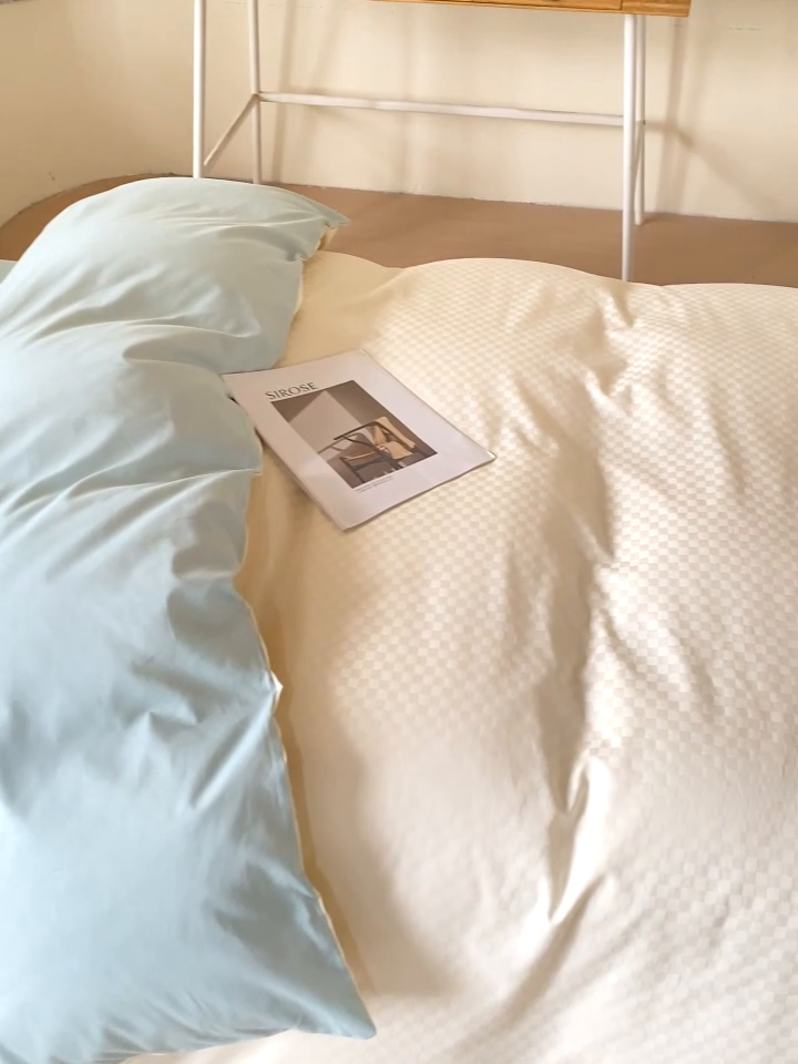 91家纺网 家纺一手货源 找家纺 金鑫汇家纺 2024新款A类长绒棉提花学生套件 奶昔白+水绿