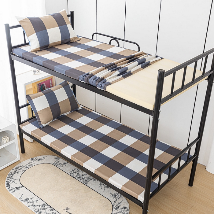 91家纺网 家纺一手货源 找家纺 楠沐家纺 2025新款大学生床垫套可拆洗学生宿舍亲肤床垫套 蓝大格