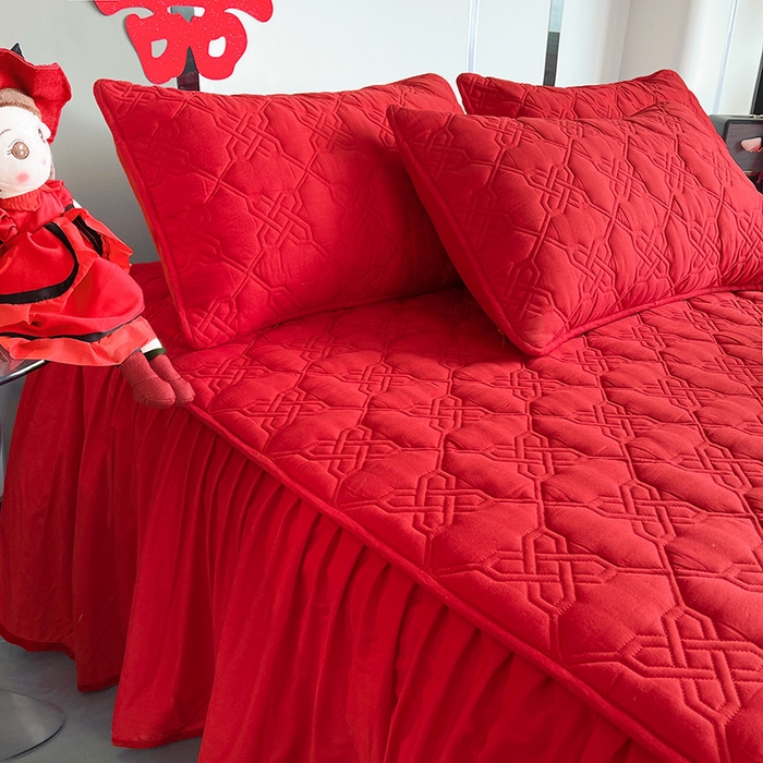 91家纺网 家纺一手货源 找家纺 （总）3C 2024新款A类喜嫁全棉大豆床裙系列