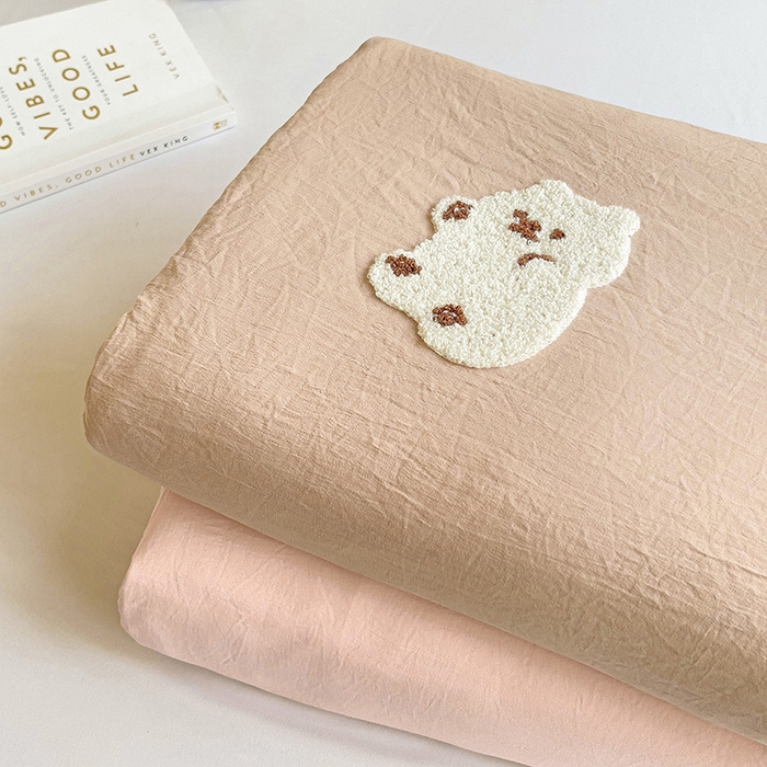 91家纺网 家纺一手货源 找家纺 韩巢家纺 2024新款四季通用超柔水洗棉毛巾绣单件被套-小白熊系列（提供卖家秀 ） 小白熊 浅咖