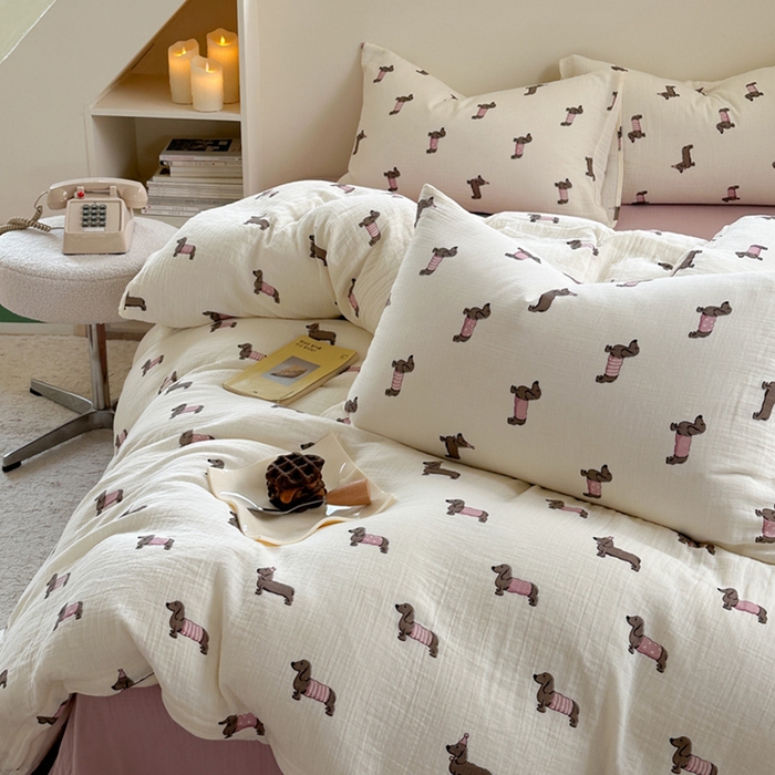 91家纺网 家纺一手货源 找家纺 （总）萝莉家纺 2025新款全棉双层皱皱纱四件套（第三批）