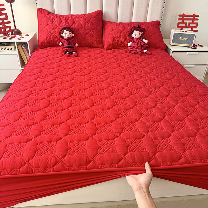 91家纺网 家纺一手货源 找家纺 3C 2024新款A类喜嫁全棉大豆床笠系列 喜结连理