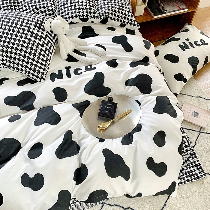 91家纺网 家纺一手货源 找家纺 朵希曼 2026新款全棉渐变色黑白系列四件套 黑糖牛奶