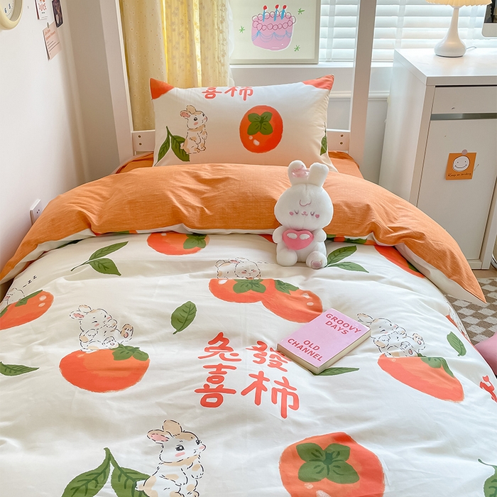 91家纺网 家纺一手货源 找家纺 金鑫汇家纺 2024新款全棉宿舍印花三件套第一批 发财兔