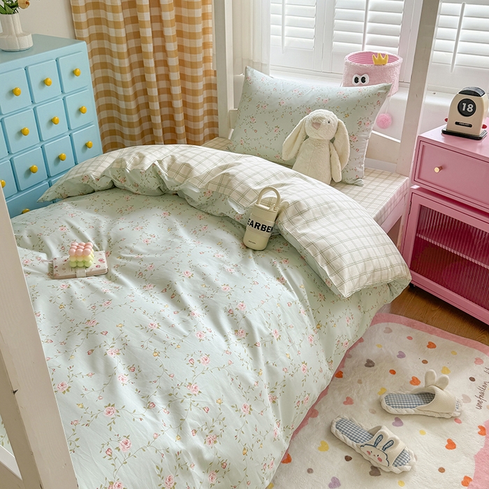 91家纺网 家纺一手货源 找家纺 富瑞阁2024新款13070学生宿舍全棉三件套 蓝调