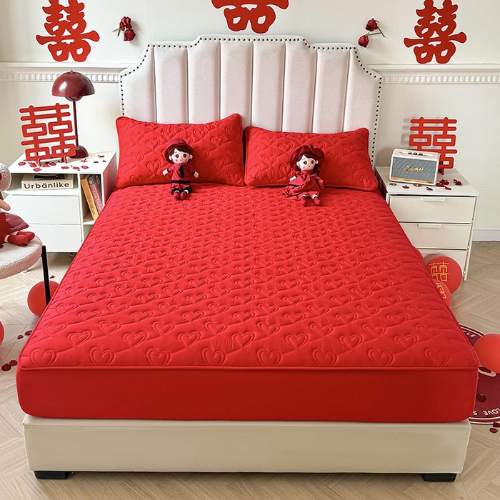 91家纺网 家纺一手货源 找家纺 3C 2024新款A类喜嫁全棉大豆床笠系列 心心相印