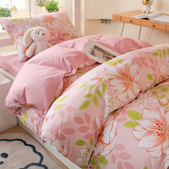 91家纺网 家纺一手货源 找家纺 金鑫汇家纺 2024新款全棉宿舍印花三件套第二批 繁花之恋