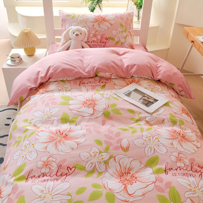 91家纺网 家纺一手货源 找家纺 金鑫汇家纺 2024新款全棉宿舍印花三件套第二批 繁花之恋