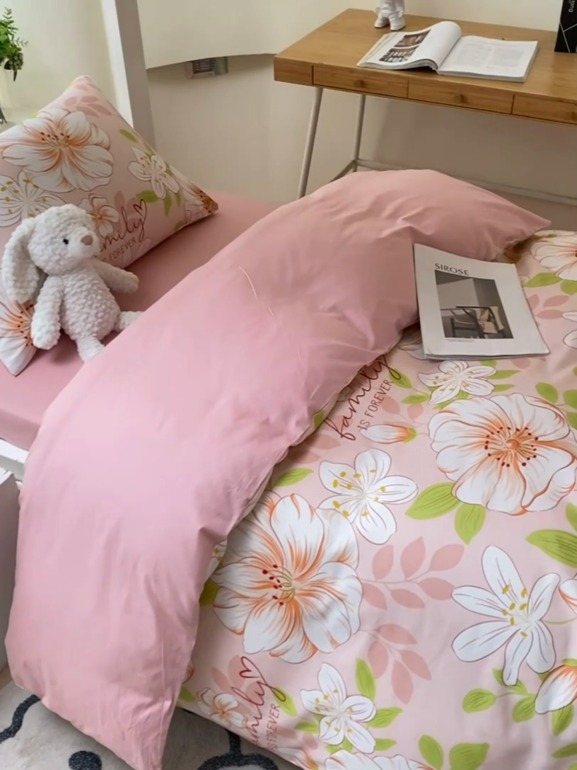 91家纺网 家纺一手货源 找家纺 金鑫汇家纺 2024新款全棉宿舍印花三件套第二批 繁花之恋