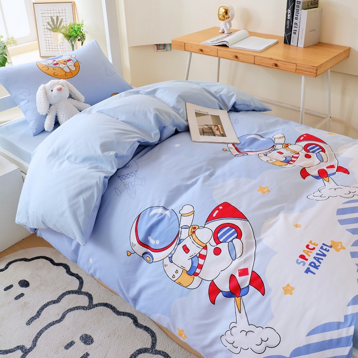 91家纺网 家纺一手货源 找家纺 金鑫汇家纺 2024新款全棉宿舍印花三件套第二批 冲上云霄