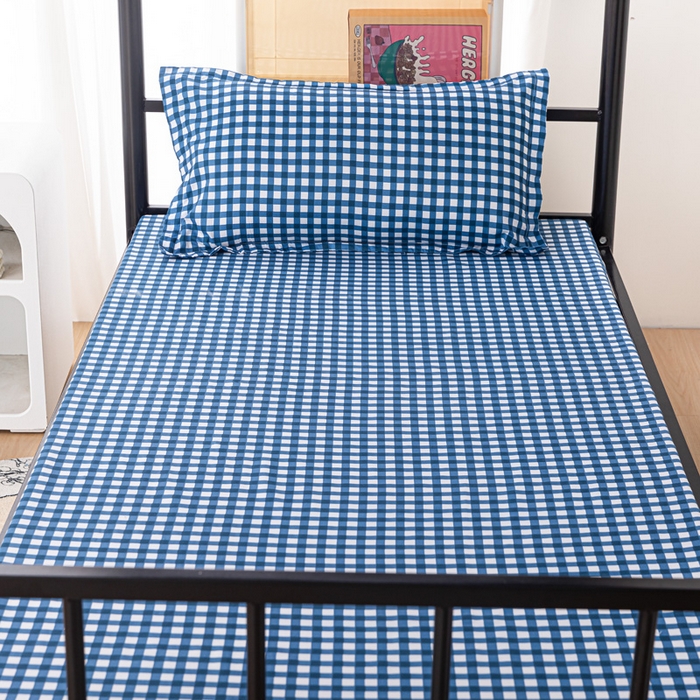 91家纺网 家纺一手货源 找家纺 楠沐家纺 2025新款大学生床垫套可拆洗学生宿舍亲肤床垫套 蓝小格