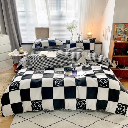 91家纺网 家纺一手货源 找家纺 （总）朵希曼 2025新款全棉渐变色黑白系列四件套