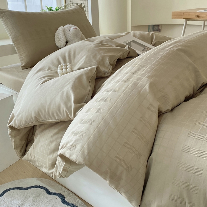 91家纺网 家纺一手货源 找家纺 金鑫汇家纺 2024新款A类长绒棉提花学生套件 风吹麦浪