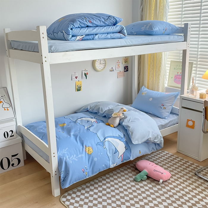 91家纺网 家纺一手货源 找家纺 金鑫汇家纺 2024新款全棉宿舍印花三件套第二批 海洋三件套