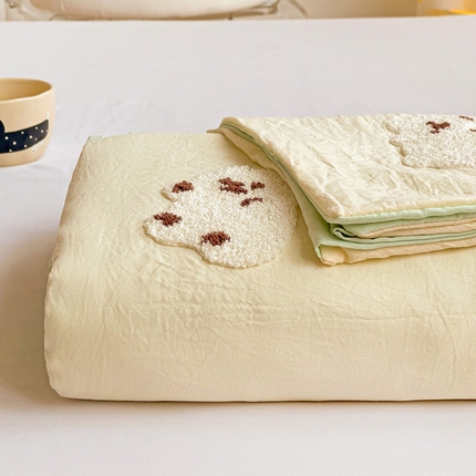 91家纺网 家纺一手货源 找家纺 （总）韩巢家纺 2024新款四季通用超柔水洗棉毛巾绣单件被套-小白熊系列（提供卖家秀 ）