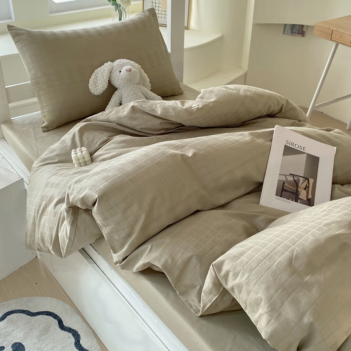 91家纺网 家纺一手货源 找家纺 金鑫汇家纺 2024新款A类长绒棉提花学生套件 风吹麦浪