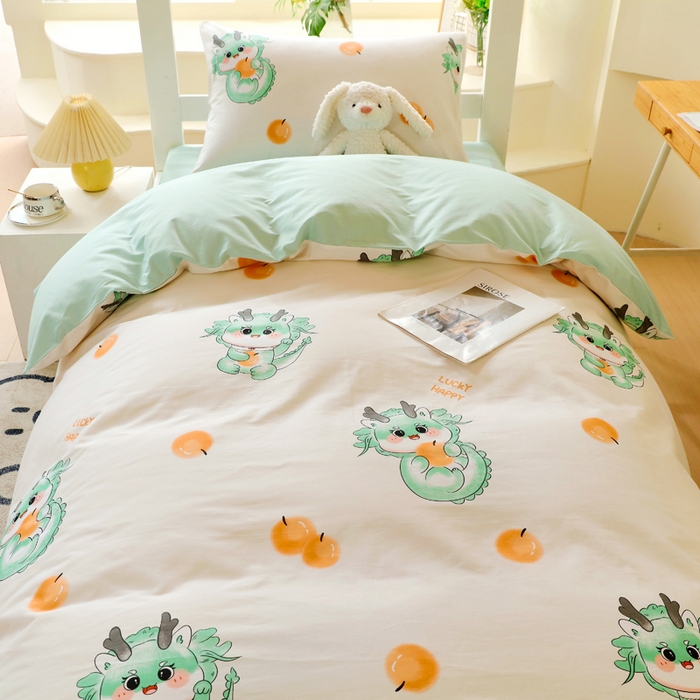 91家纺网 家纺一手货源 找家纺 金鑫汇家纺 2024新款全棉宿舍印花三件套第二批 小青龙